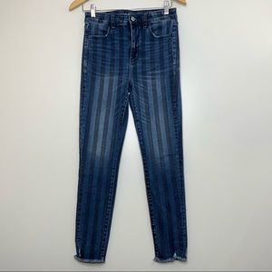 American Eagle Outfitters High Rise Striped Dark Blue Jeans